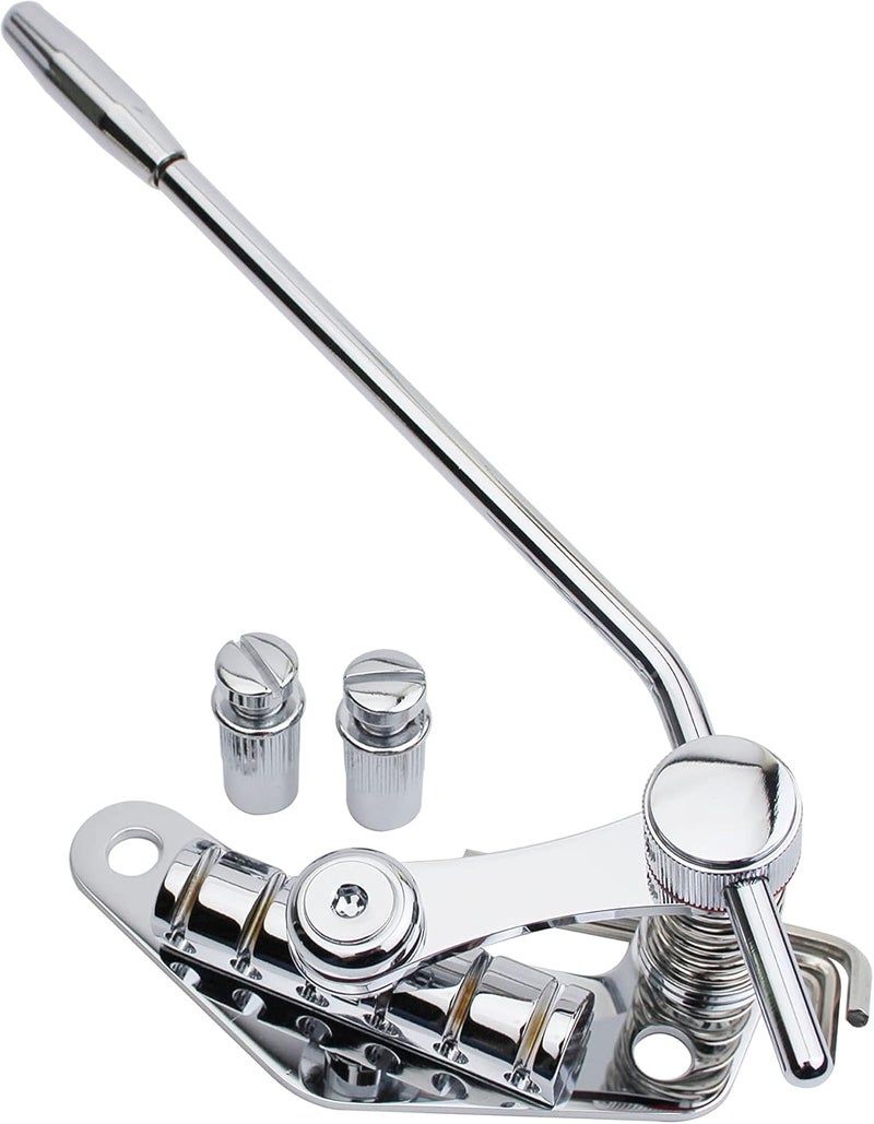 guyker Tune-O-Matic Style Electric Guitar Bridge Stop Bar Tailpiece Tremolo Compatible with LP SG Guitars TM85, Chrome - Image 1